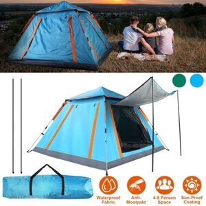 4-5 Person Camping Tent Outdoor Foldable Waterproof Tent with 2 Mosquito Net